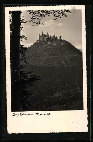 AK Burg Hohenzollern, Gesamtansicht aus der Ferne