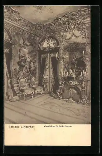 AK Schloss Linderhof, Oestliches Gobelinzimmer
