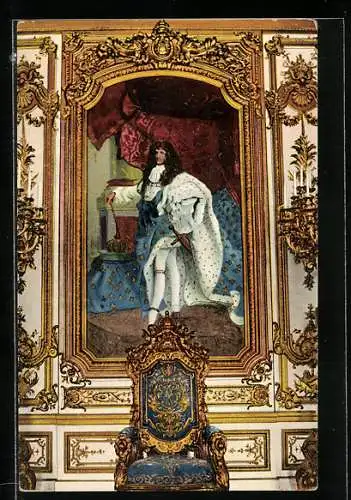 AK Herrenchiemsee, Königliches Schloss Herrenchiemsee, Köngi Ludwig XIV. im Beratungszimmer