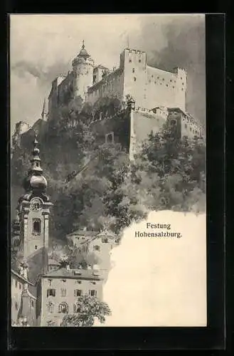 AK Salzburg, Festung Hohensalzburg aus Untersicht