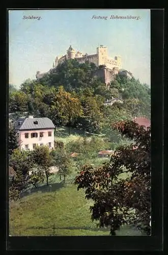 AK Salzburg, Ansicht der Hohensalzburg mit Umgebung