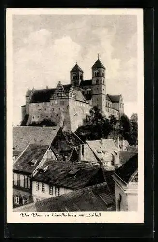 AK Quedlinburg, Teilansicht mit Schloss Quedlinburg und Dom