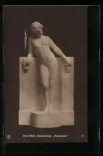 AK Skulptur Wasserspiel von Ernst Müller-Braunschweig