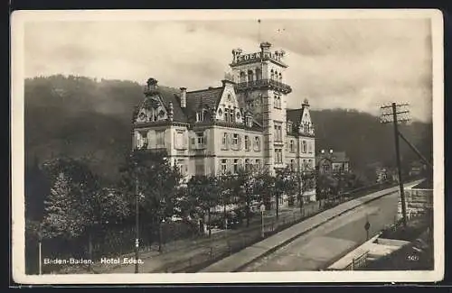 AK Baden-Baden, Hotel Eden von der Strasse gesehen