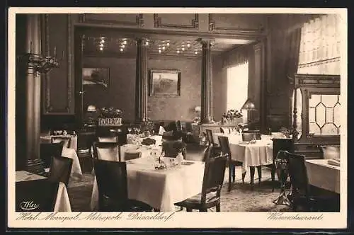 AK Düsseldorf, Hotel Metropol F. Zeutzschel, Innenansicht Weinrestaurant