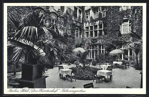 AK Berlin-Tiergarten, Hotel der Fürstenhof, Palmengarten