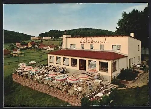 AK Gras-Ellenbach, Café Hügel mit gut gefüllter Terrasse, Inh. Paul Kessler