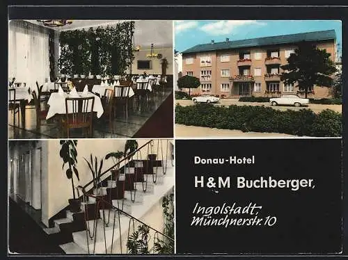 AK Ingolstadt, Donau-Hotel H & M Buchberger, Münchnerstrasse 10, Innenansichten