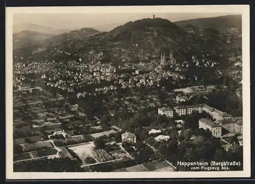 AK Heppenheim /Bergstrasse, Teilansicht mit Kirche, Fliegeraufnahme