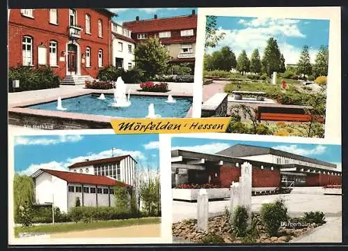 AK Mörfelden /Hessen, Bürgerhaus, Rathaus mit Brunnen, Katholische Kirche