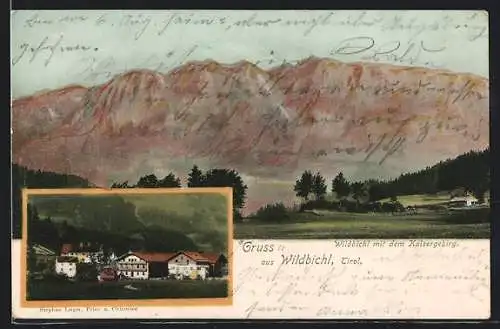 AK Wildbichl, Bergkette und Ortsansicht