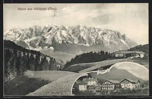 AK Wildbichl, Teilansicht, Alpenmassiv