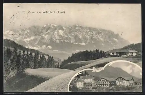 AK Wildbichl, Ortsansicht mit Gasthaus