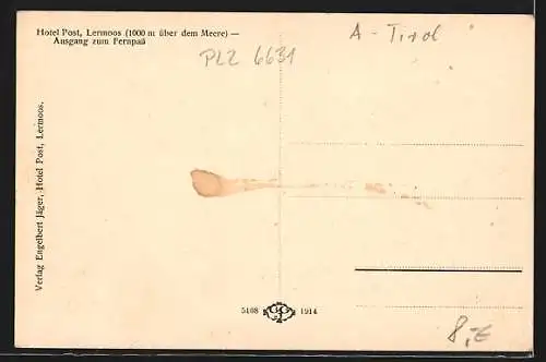 AK Lermoos, Hotel Post, Ausgang zum Fernpass