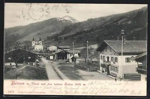 AK Brixen in Tirol, Ortsansicht mit Hauptstrasse und Hoher Salve