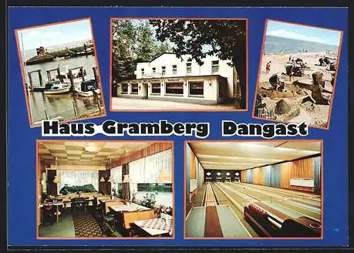 AK Dangast /Varel, Pension Haus Gramberg H. Boomgaarden, Hafen, Strandpartie