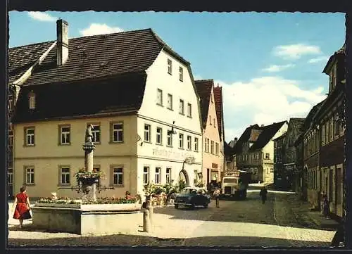 AK Mainbernheim, Am Marktplatz mit Gasthof