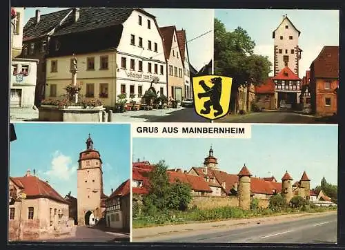 AK Mainbernheim, Teilansicht mit Marktplatz und Stadttor