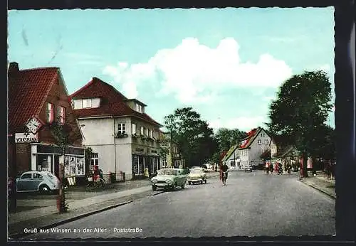 AK Winsen an der Aller, Poststrasse mit Volksbank und Geschäften