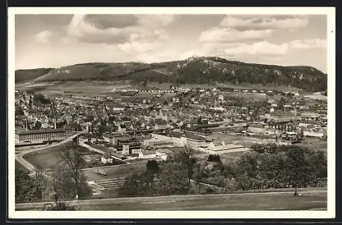 AK Ebingen, Ortsansicht mit Bahnhof und Industrieviertel