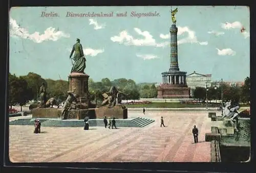 AK Berlin, Bismarckdenkmal & Siegessäule
