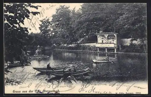 AK Barmen, Restaurant Villa Murmelbach, Teich mit Booten