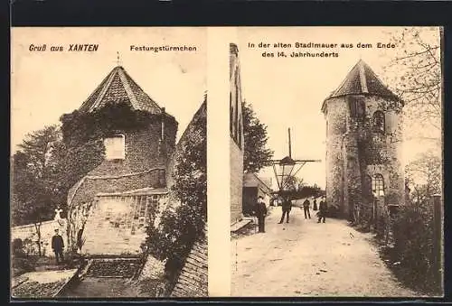AK Xanten, Festungstürmchen, alte Stadtmauer und Mühle