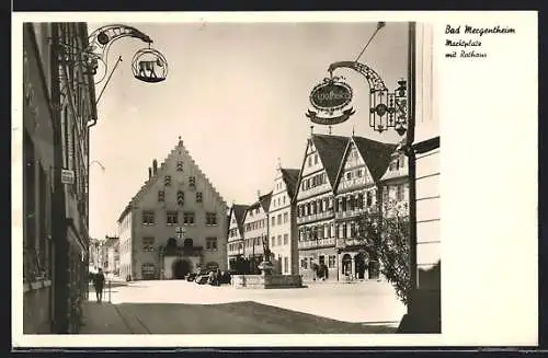 AK Bad Mergentheim, Marktplatz mit Apotheke und Rathaus