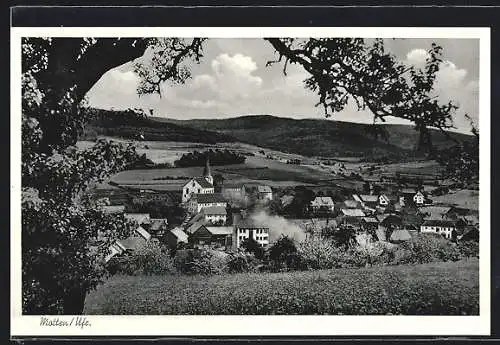 AK Motten /Ufr., Blick über die Stadt, Kirche