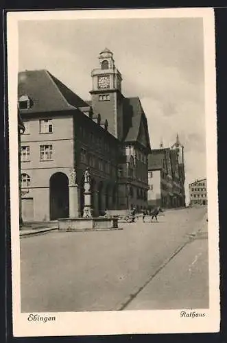 AK Ebingen, Rathaus mit Brunnen