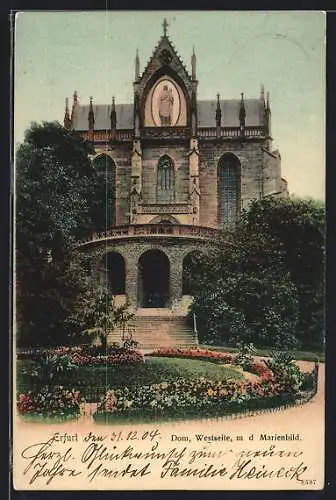 AK Erfurt, Dom, Westseite mit dem Marienbild
