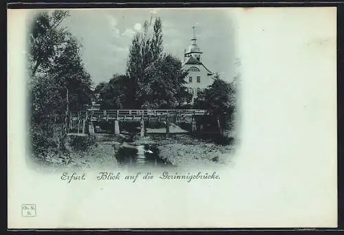 Mondschein-AK Erfurt, Blick auf die Gerinnigsbrücke