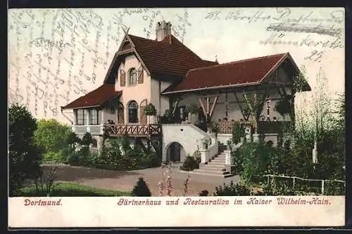 AK Dortmund, Gärtnerhaus und Restaurant im Kaiser Wilhelm-Hain