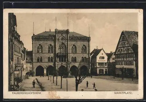 AK Tauberbischofsheim, Markzplatz mit Metzgerei Karl Kremer