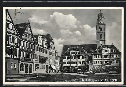 AK Bad Mergentheim, Marktplatz mit Brunnen