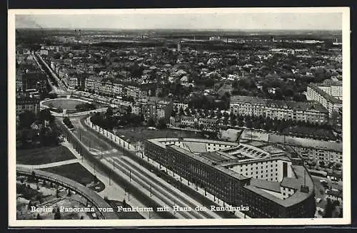 AK Berlin-Charlottenburg, Panorama vom Funkturm mit Haus des Rundfunks