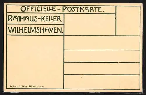 AK Wilhelmshaven, Innenansicht vom Gasthaus Ratskeller