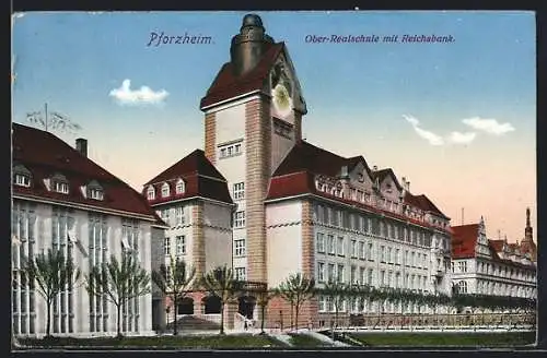 AK Pforzheim, Ober-Realschule mit Reichsbank