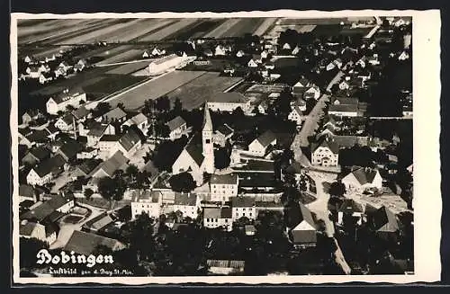 AK Bobingen, Teilansicht mit Kirche, Fliegeraufnahme