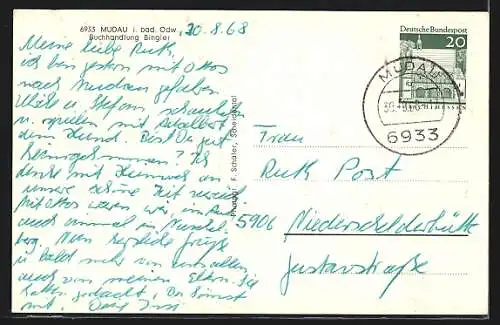 AK Mudau i. bad. Odw., Hauptstrasse mit Hotel Engel