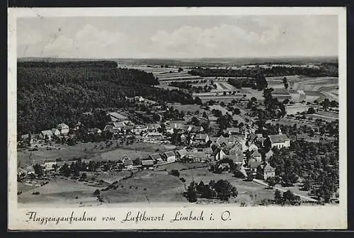 AK Limbach i. O., Teilansicht mit Kirche, Fliegeraufnahme