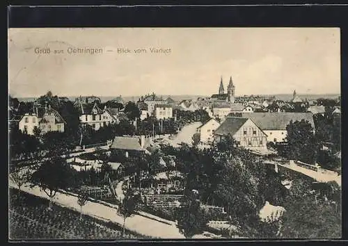 AK Oehringen, Teilansicht mit Strassenpartie vom Viaduct aus gesehen