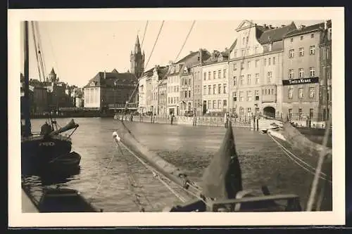 AK Konstanz /Bodensee, Uferpartie mit Geschäft Tietz & Kranz