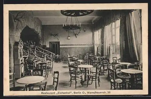 AK Berlin-Friedrichshain, Restaurant Eichenhof, Warschauerstr. 36