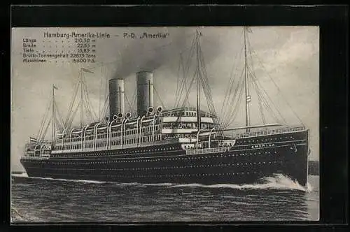 AK Passagierschiff Amerika bei voller Fahrt