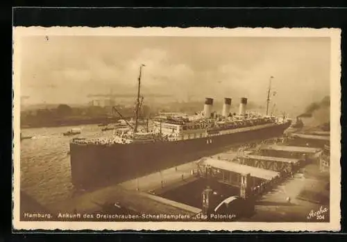 AK Hamburg, Ankunft des Schnelldampfers Cap Polonio