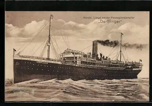 AK Passagierdampfer Derfflinger auf hoher See