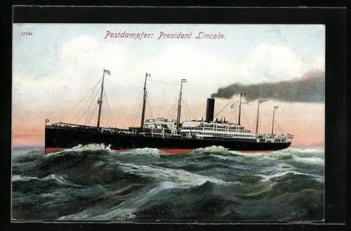 AK Postdampfer President Lincoln auf hoher See