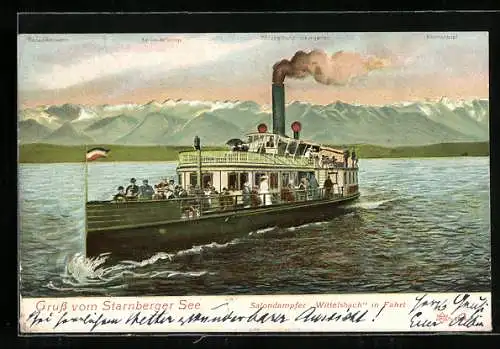 AK Salondampfer Wittelsbach auf dem Starnberger See