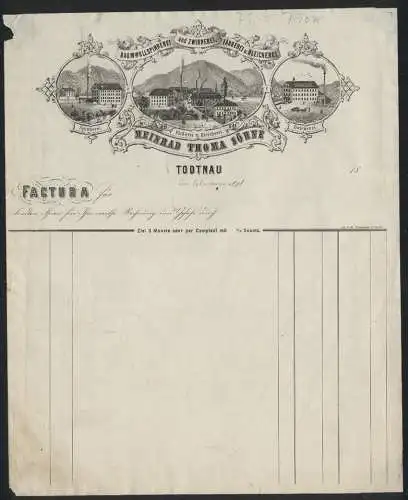 Rechnung Todtnau, Meinrad Thoma Söhne, Textil-Fabrik, Spinnerei, Färberei & Bleicherei, Zwirnerei